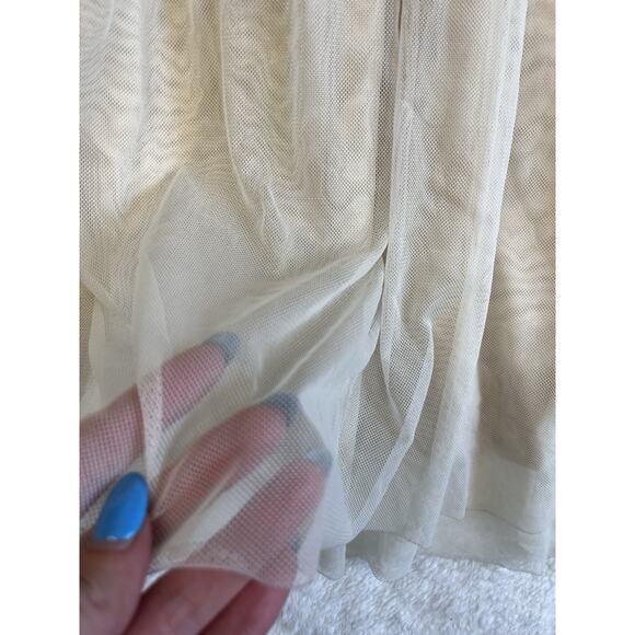 Olive Des Olive Black Ivory Stripe Short Sleeve Tulle Bottom Dress Medium - Picture 2 of 10